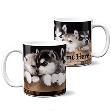 Personalised Husky Puppies Mug