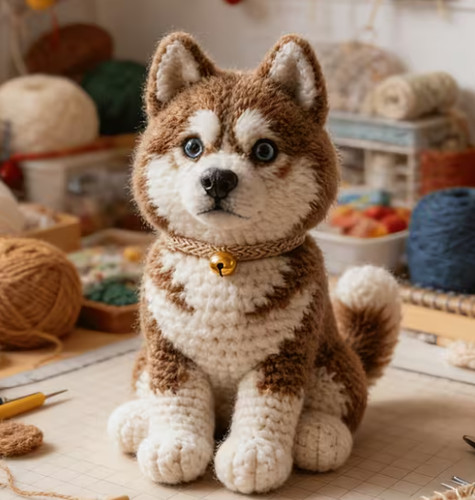 Husky puppy crochet kit - crochet,