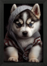Husky Puppy Framed Wall Art