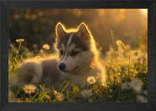 Cute Husky Puppy Framed Wall